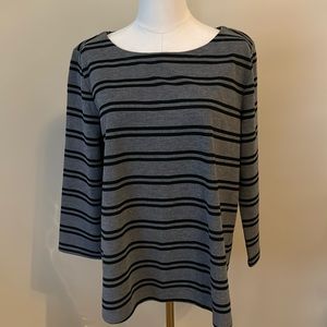 LOFT Grey and Black Boat Neck Ponte Top